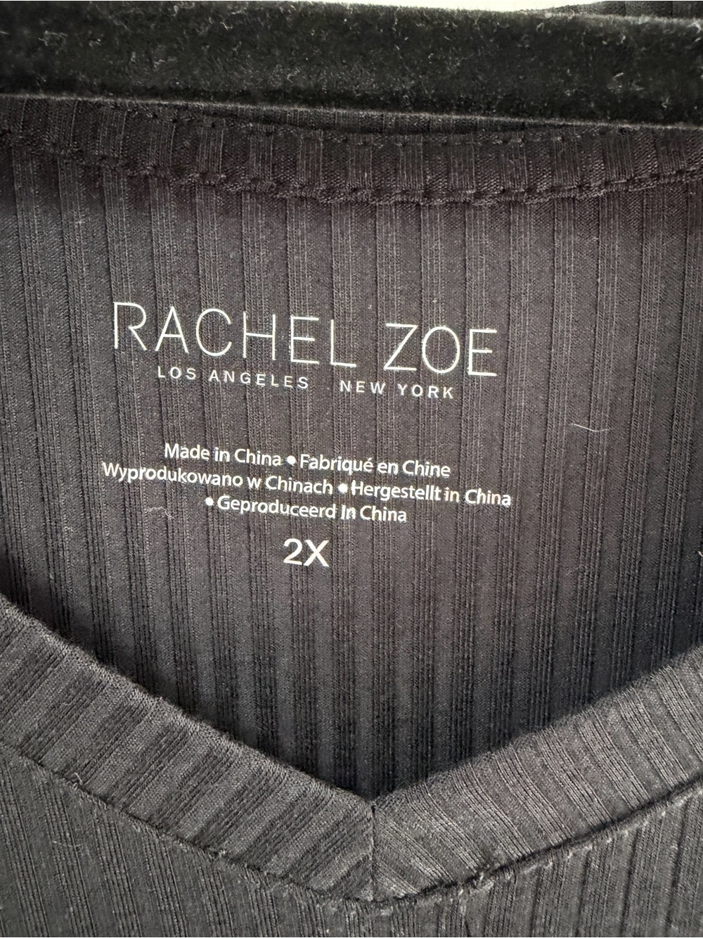 Rachel Zoe Black Ribbed V-Neck Top